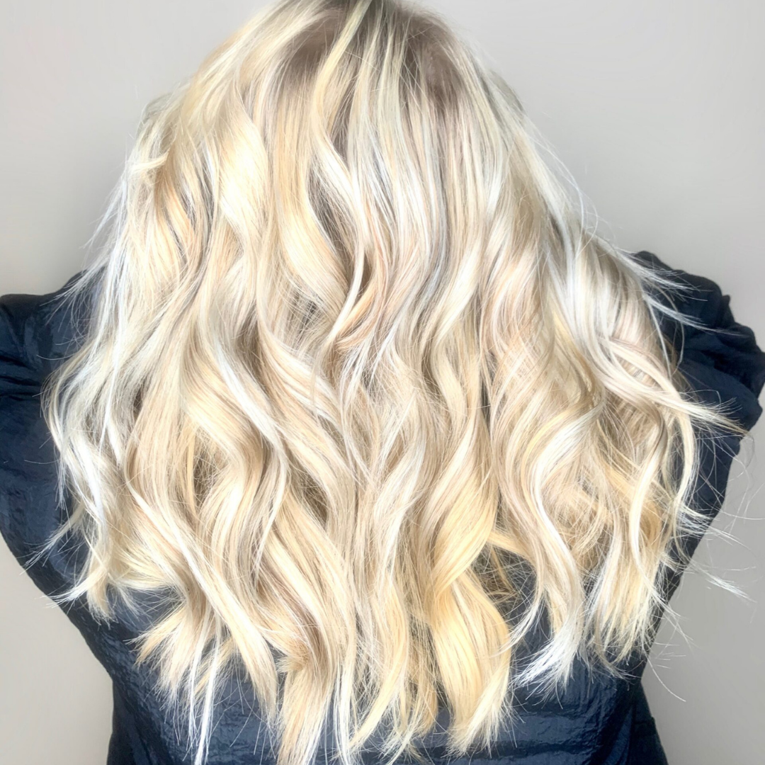 blonde woman with color correction hair